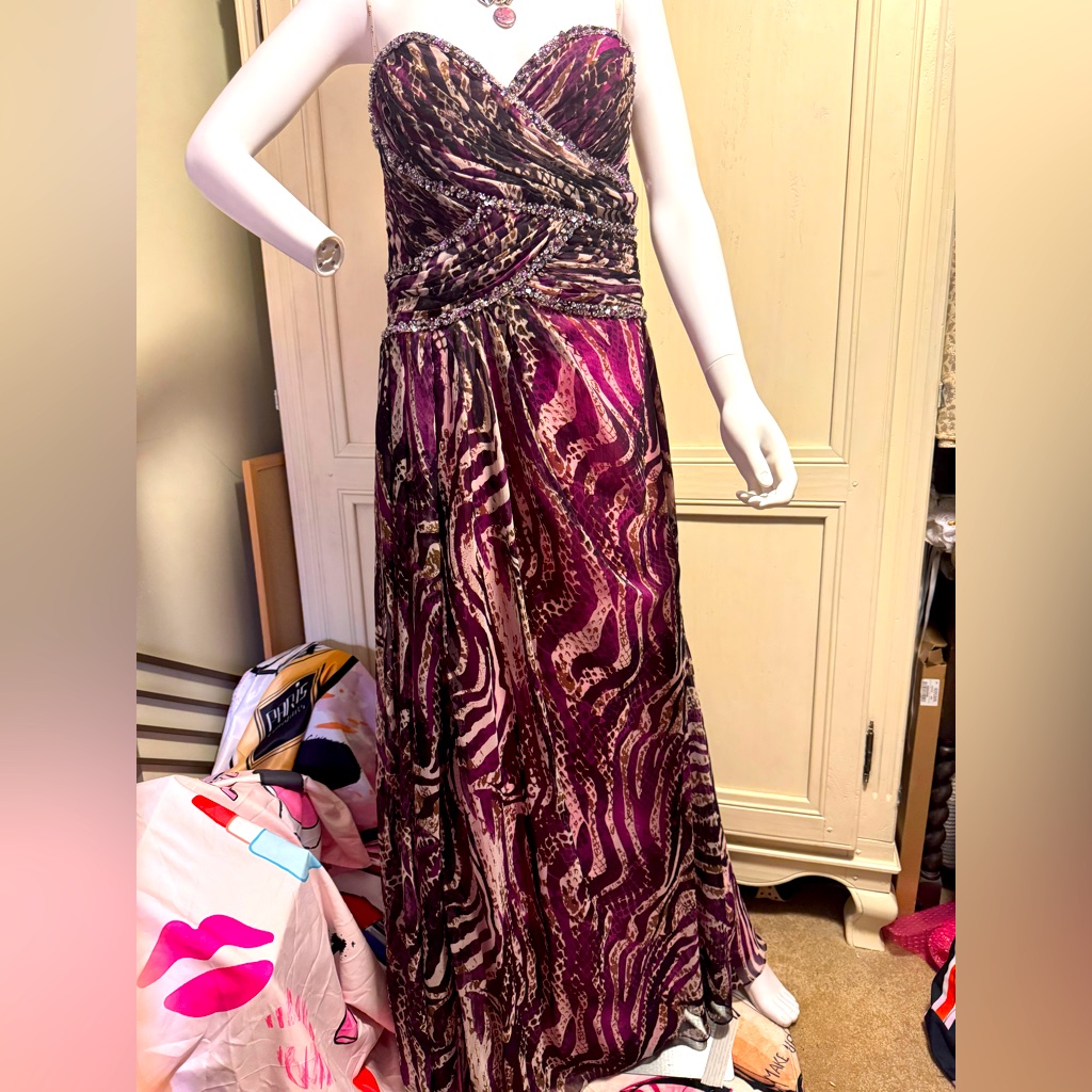 Gown By Jasmine - Purple Jungle Beaded Long Prom Dress